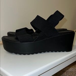 Black Platform Strap Sandals